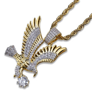 Hip Hop Gold Plated CZ Eagle Pendant