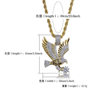 Hip Hop Gold Plated CZ Eagle Pendant