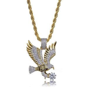 Hip Hop Gold Plated CZ Eagle Pendant