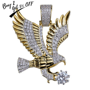 Hip Hop Gold Plated CZ Eagle Pendant