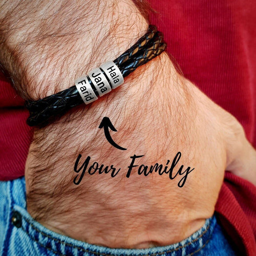 Stainless Steel Customized Bracelets | Genuine Leather Braided Rope Men Bracelet - Land of the Luxury